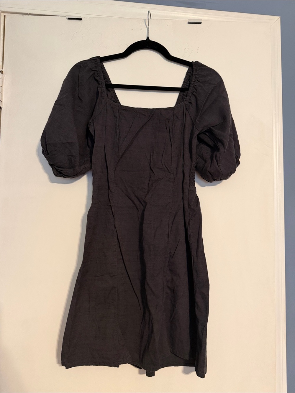 BILLABONG Women's Puff Sleeve Square Neck Dress, Charcoal, size S - NWOT